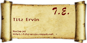 Titz Ervin névjegykártya